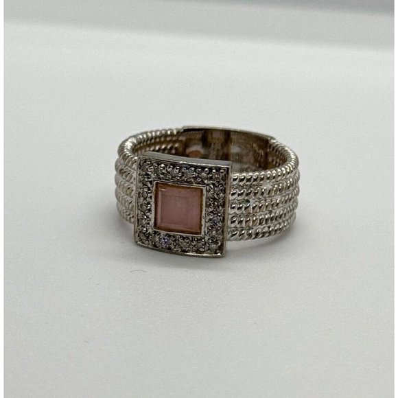 925 STERLING SILVER MORGANITE & GOSHENITE RING SIZE 7 - Picture 8 of 10